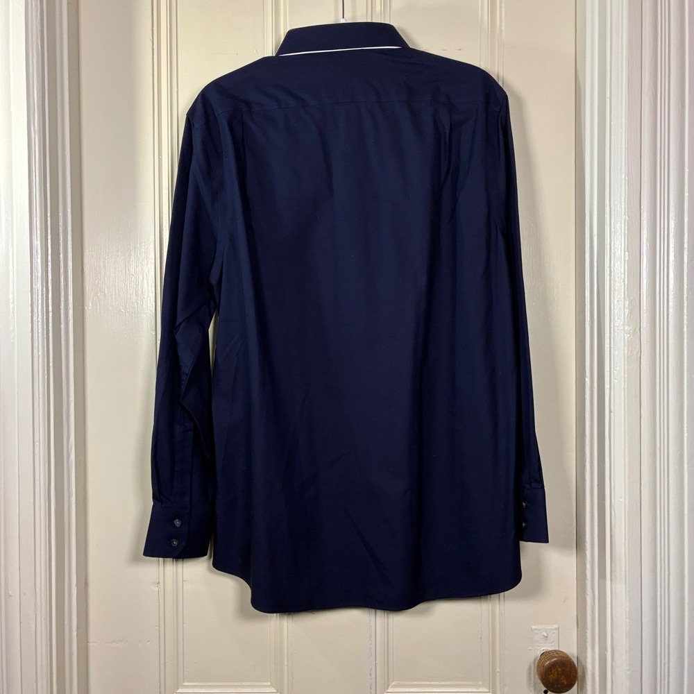 Charles Tyrwhitt Shirt Navy Cotton New Slim Fit 16.5/34 Quiet luxury - Picture 2 of 10
